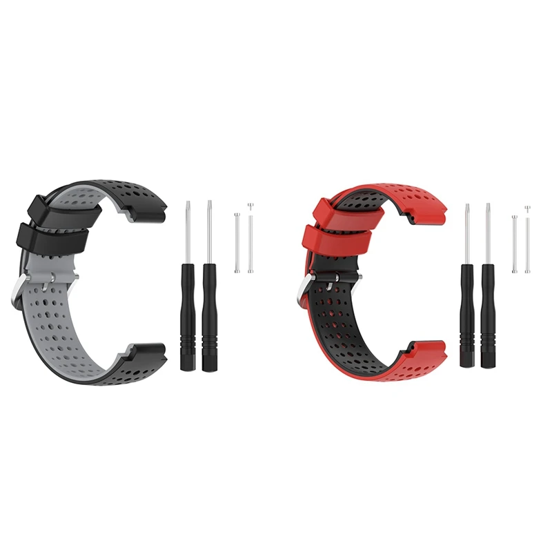 

Ремешок для наручных часов Garmins Forerunner 220 230 235 620 630, 2 шт., ремешок для наручных часов с ремонтным инструментом, черный, серый, черный, красный