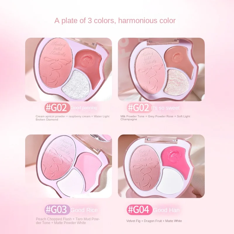 Gogo Tales Face Highlighter Blush Cream Highlight Contour Palette Rouge Matte Cream Blusher Make Up Blush For Dark Skin