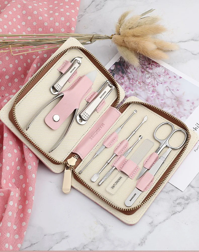 Luxury Pink Manicure Set with Surgical-Grade Scissors & Nail Clippers