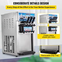 SIHAO Machine à crème glacée molle commerciale – Tri-saveur 18L/H avec écran LCD et nettoyage à une touche pour les desserts, les cafés 6