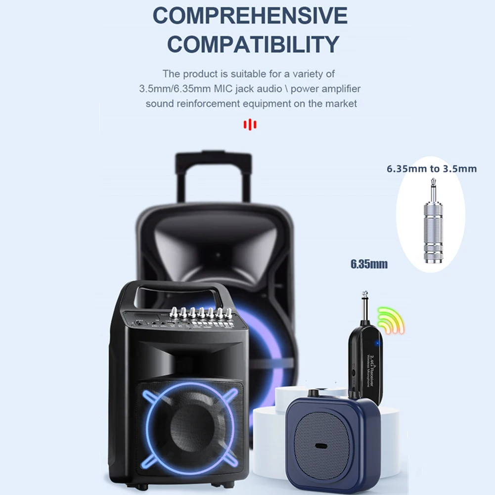 

Brand New Wireless Headset Mic Microphone Set Portable With Adapter Yogam 2 Channels 2.4G 2400-2483Mhz 50M Range