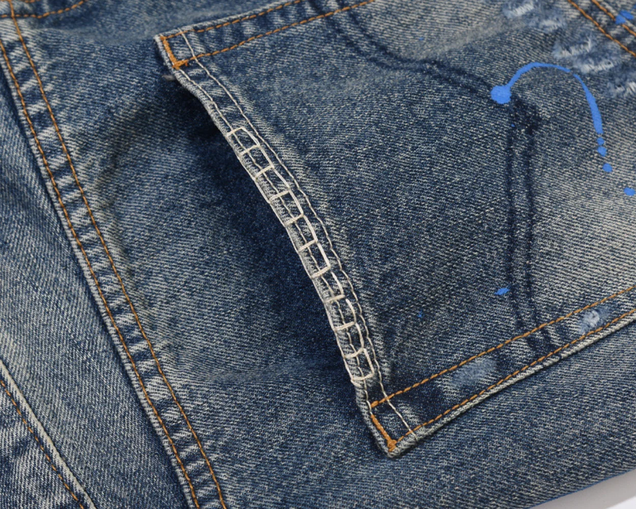 High Street Washes Prints Splashes Ink Retro Streetwear Mens Jeans Spring and Autumn Full Length Trousers Ripped Jeans men jeans ripped jeans ripped patchwork jeans