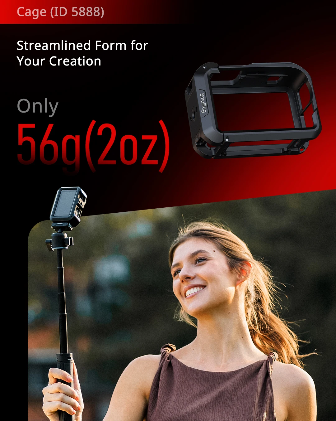 스몰리그 DJI 오즈모 액션 6 어드밴스드 에디션용 오즈모 액션 6 케이지 (실리콘 렌즈 커버, 손목 스트랩, 콜드슈 마운트 포함)
