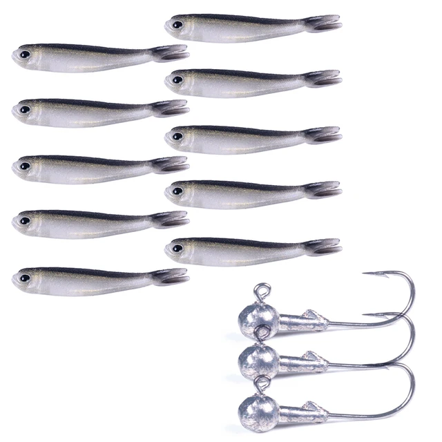 HENGJIA 10pcs Soft Lure Fork Tail Fish Jig Wobblers Swimbait 5.5cm Silicone  Artificial Bait Carp Bass Swimbait Tackle - AliExpress