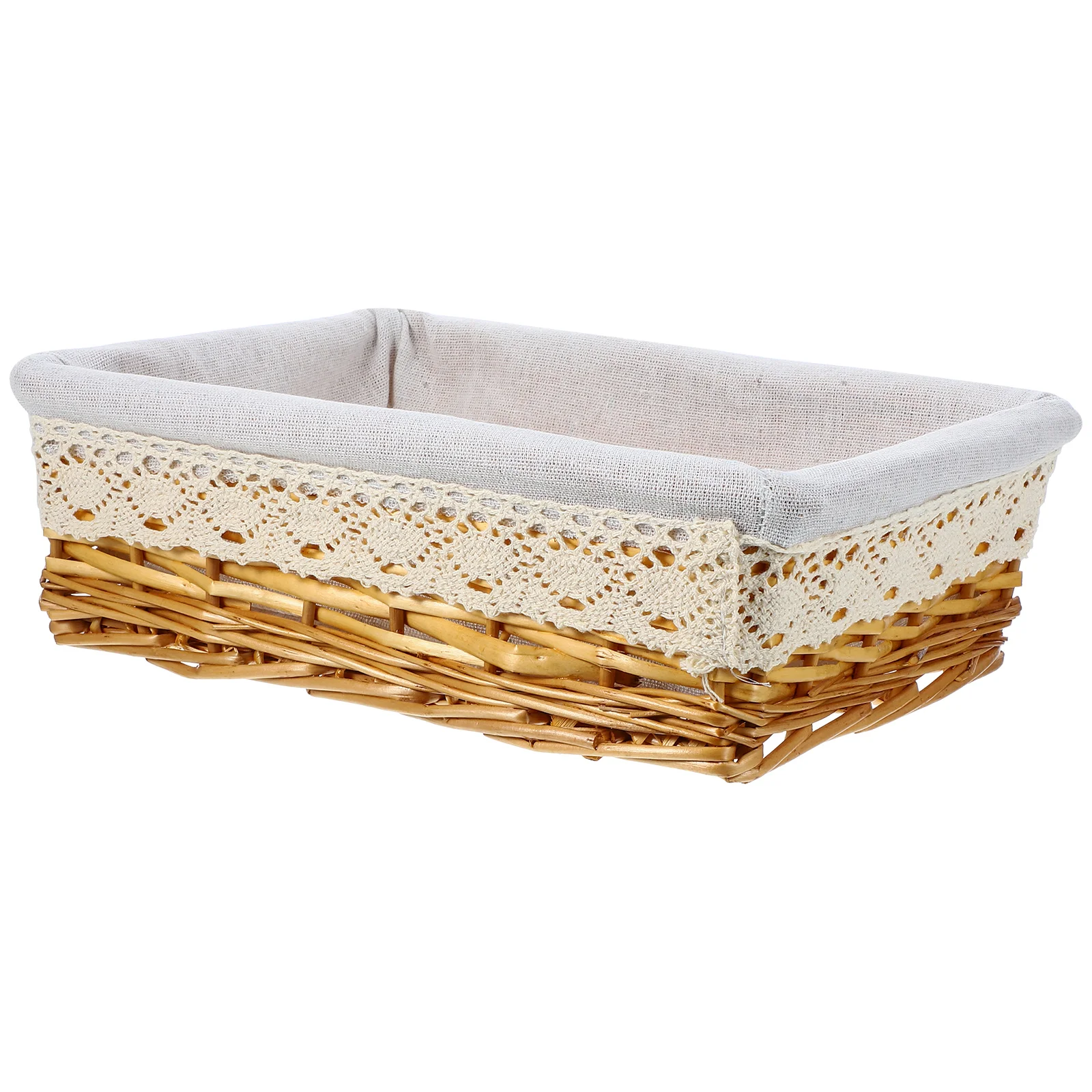 

Rectangular Hand-woven Basket Multipurpose Wicker Storage Basket with Removable Washable Liner Willow Woven Containers - Size M