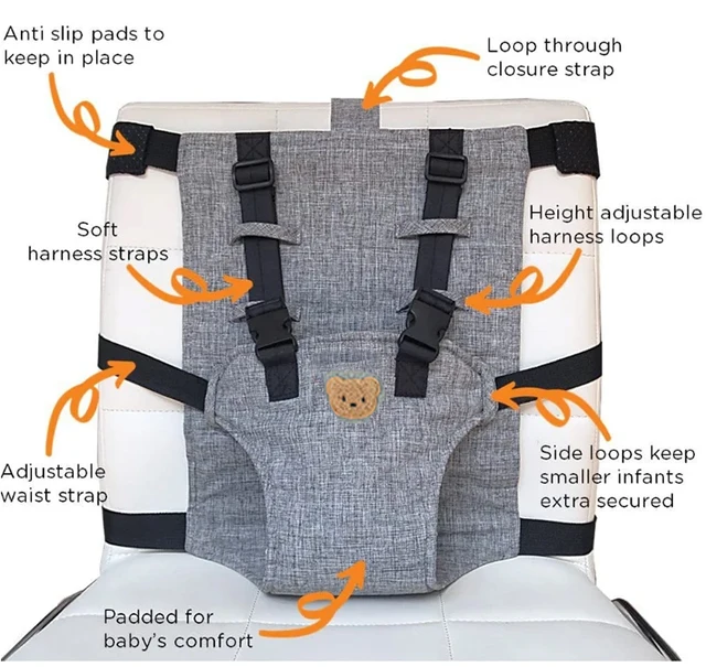Correas de sujeción de silla alta portátil para bebé, cinturón de