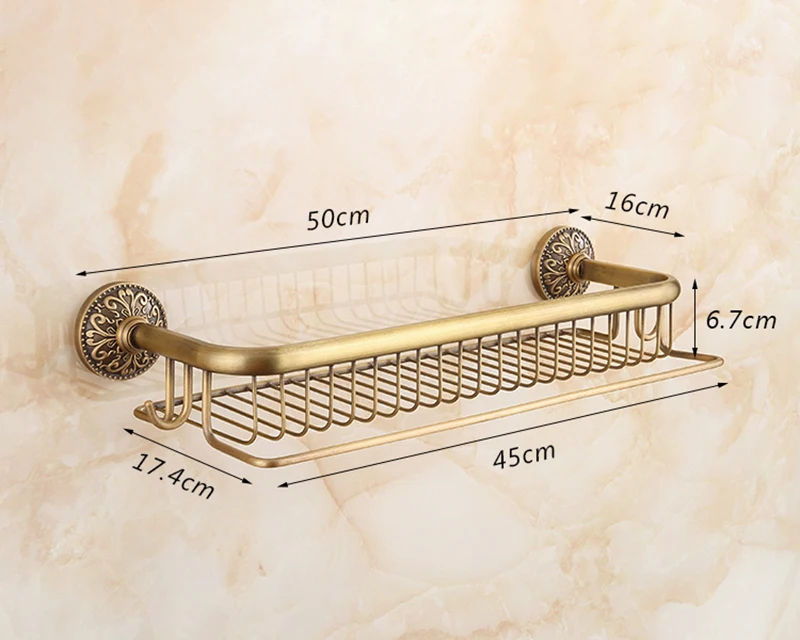 Description Picture 3 of itemAntique Bronze Brass Wall Mounted Bathroom Soap Basket Bathroom Shower Shelf Shampoo Holder Shelves Storage Shelf Rack