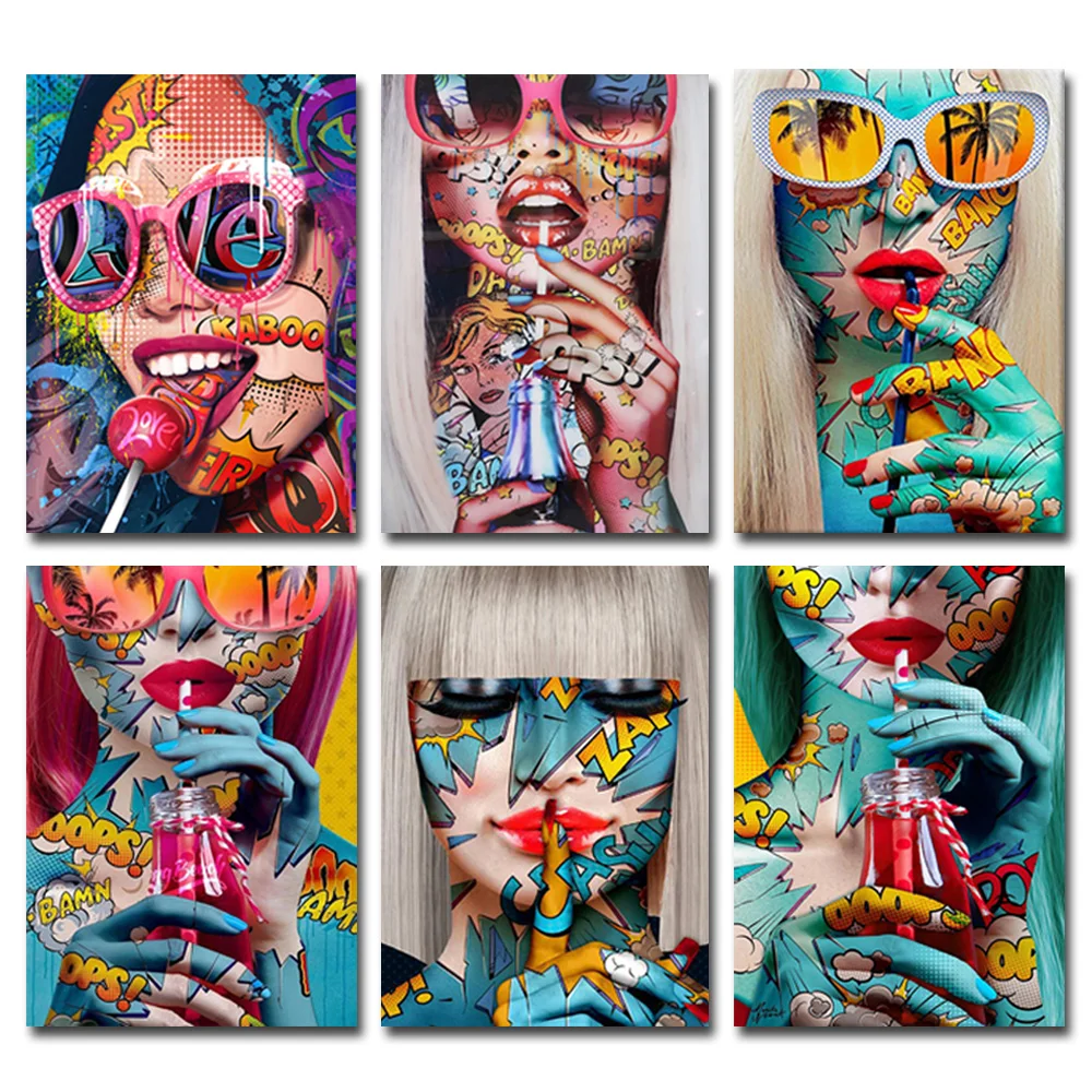 Graffiti Abstract Cool Girl Wall Art Poster Modern Pop Sexy Woman