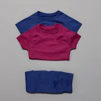 Ensemble 2 pièces pour femme, couleur unie, t-shirt à manches courtes décontracté d'été, pantalon long taille haute, tenue de sport douce et respirante pour tous les jours 6