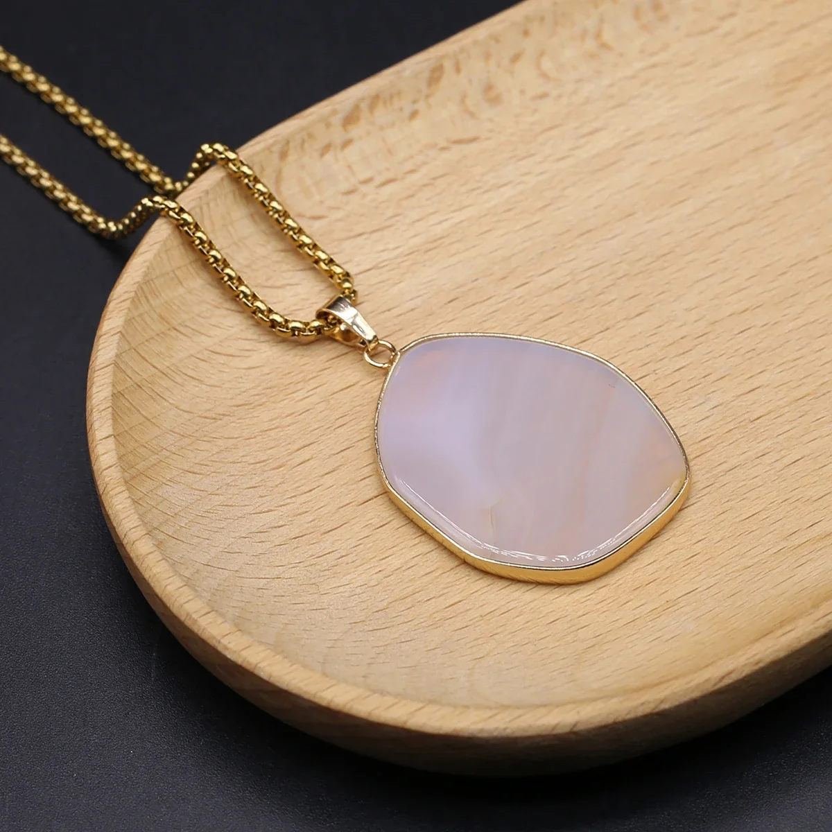 5PCS Wholesale Fashion Natural Stone Flash Labradorite Amazonite Hexagon Necklace Pendant Exquisite Jewelry Accessories Gift