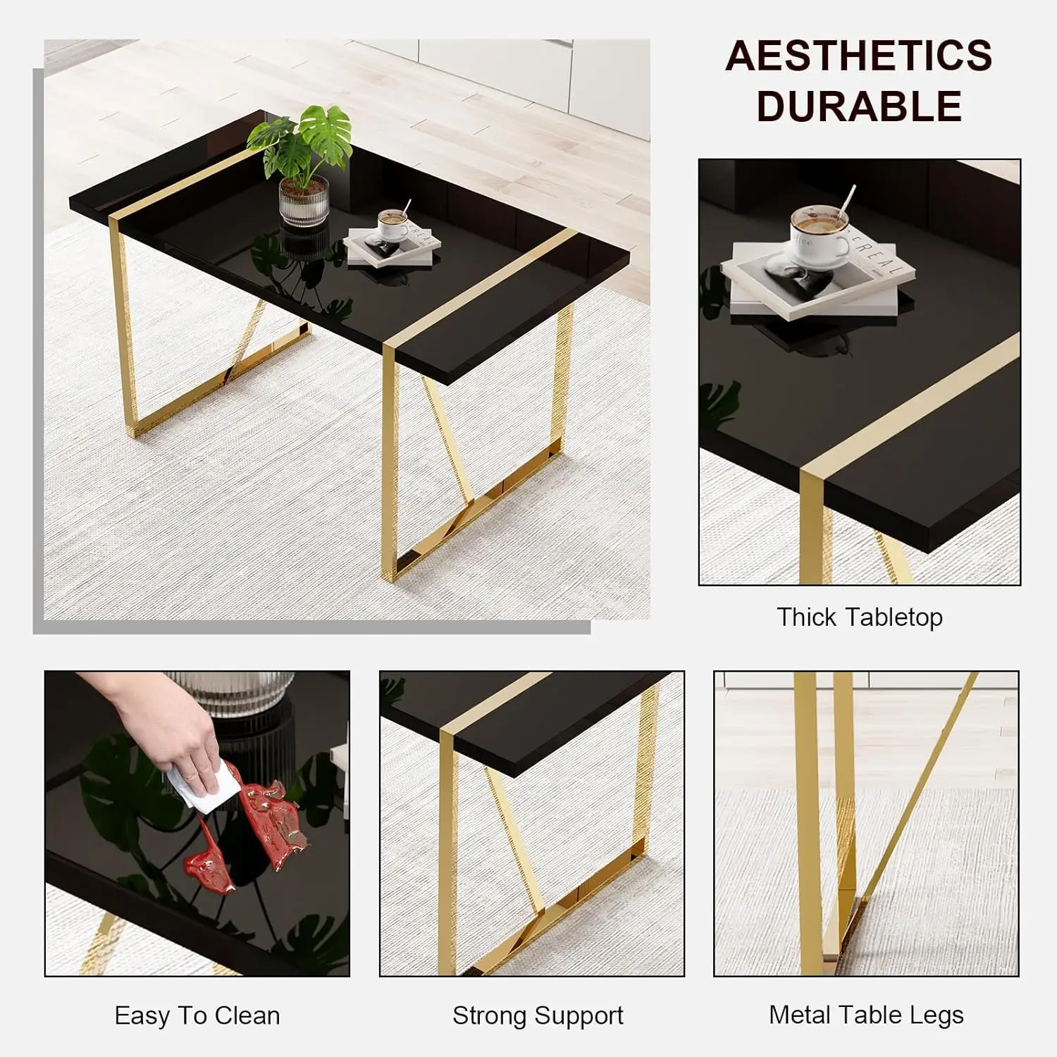 Gold Black Dining Set 4