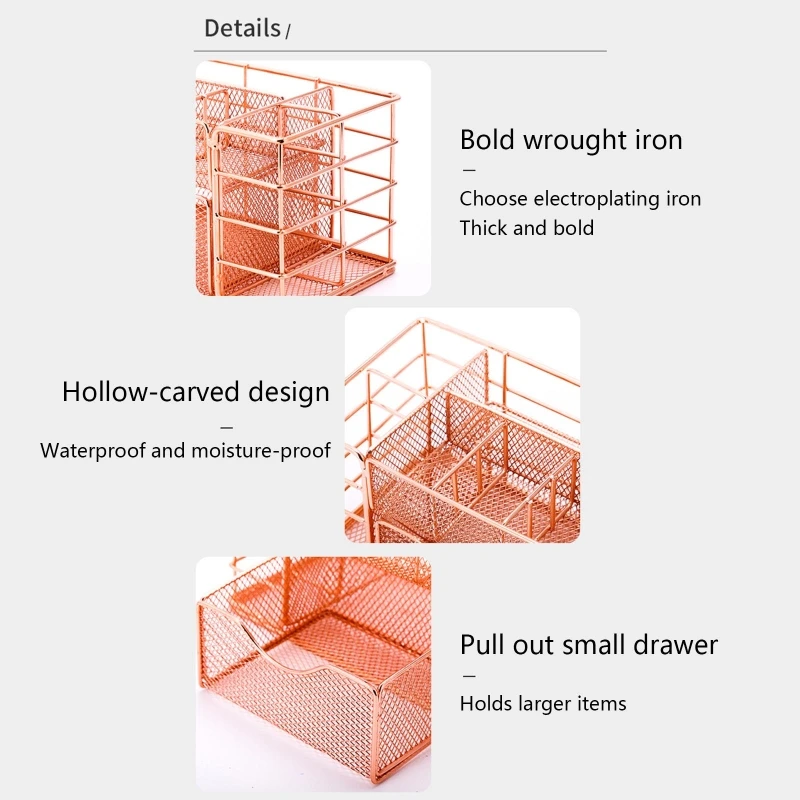 

Многофункциональный настольный органайзер с выдвижным ящиком и держателем для ручек для хранения косметики в чехле для ухода за