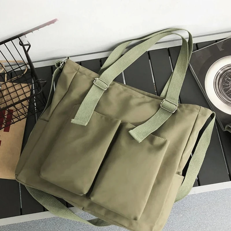 Casual Waterproof Oxford Girls Shoulder Bucket Bag Large Capacity Women Travel Tote Handbag