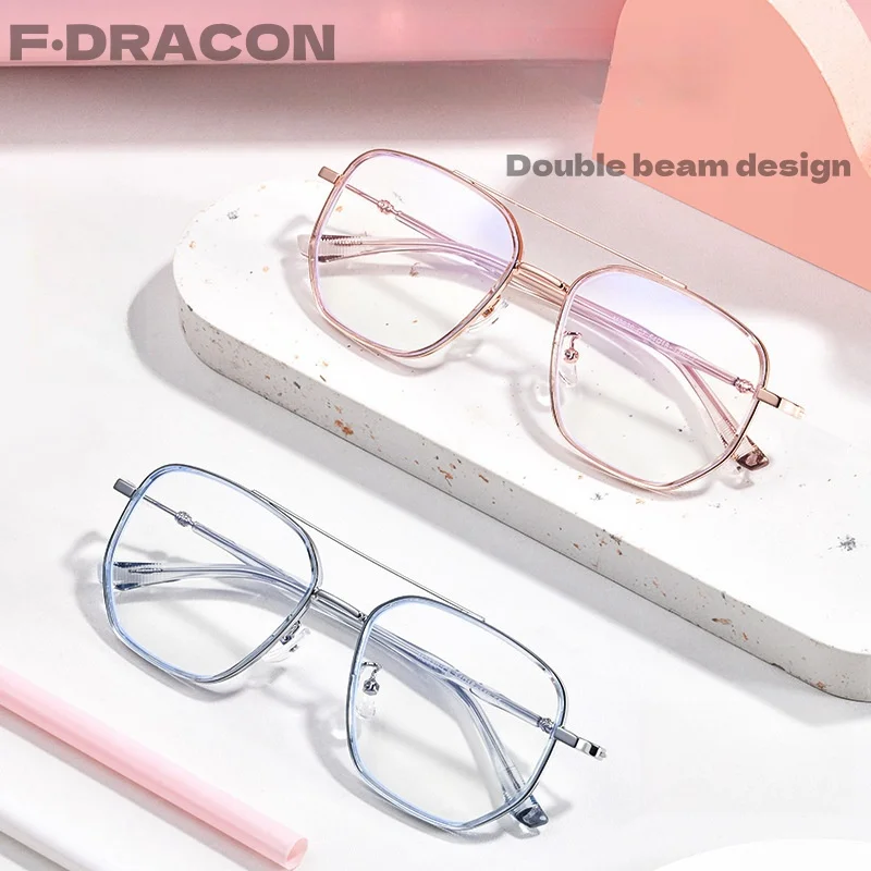 

Fashionable Metal Eyeglass Frame Retro Double Beam Women's Glasses Frame Ultra Light TR Optical Prescription Men's Glasses 34559