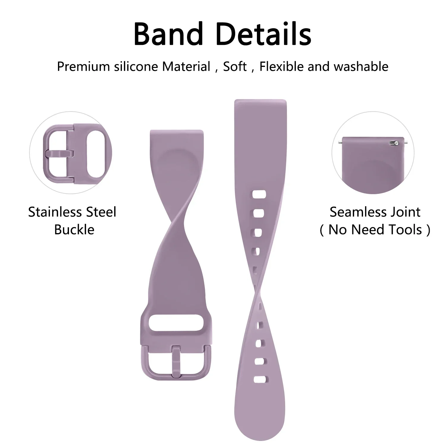 Versatile 20mm Silicone Smartwatch Strap in Black