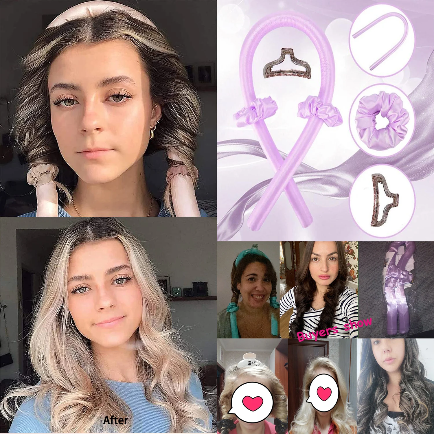 Curly Hair Products Set Heatless Curls Rollers Short Long Hair Overnight Silk Headband Curly Styling Tool hair styling tool hair curling tools
