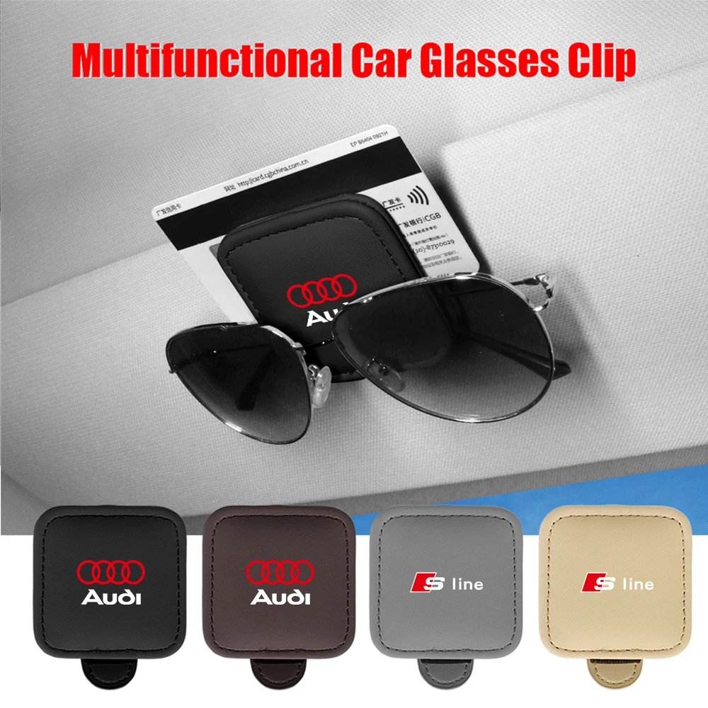 1 Pz Pu Leather Car Magnetic Glasses Storage Clip Accessori Interni Per Audi Sline A1 A2 A3 A4 A5 A6 A7 A8 8P B6 Q1 Q2 Q3 Q8