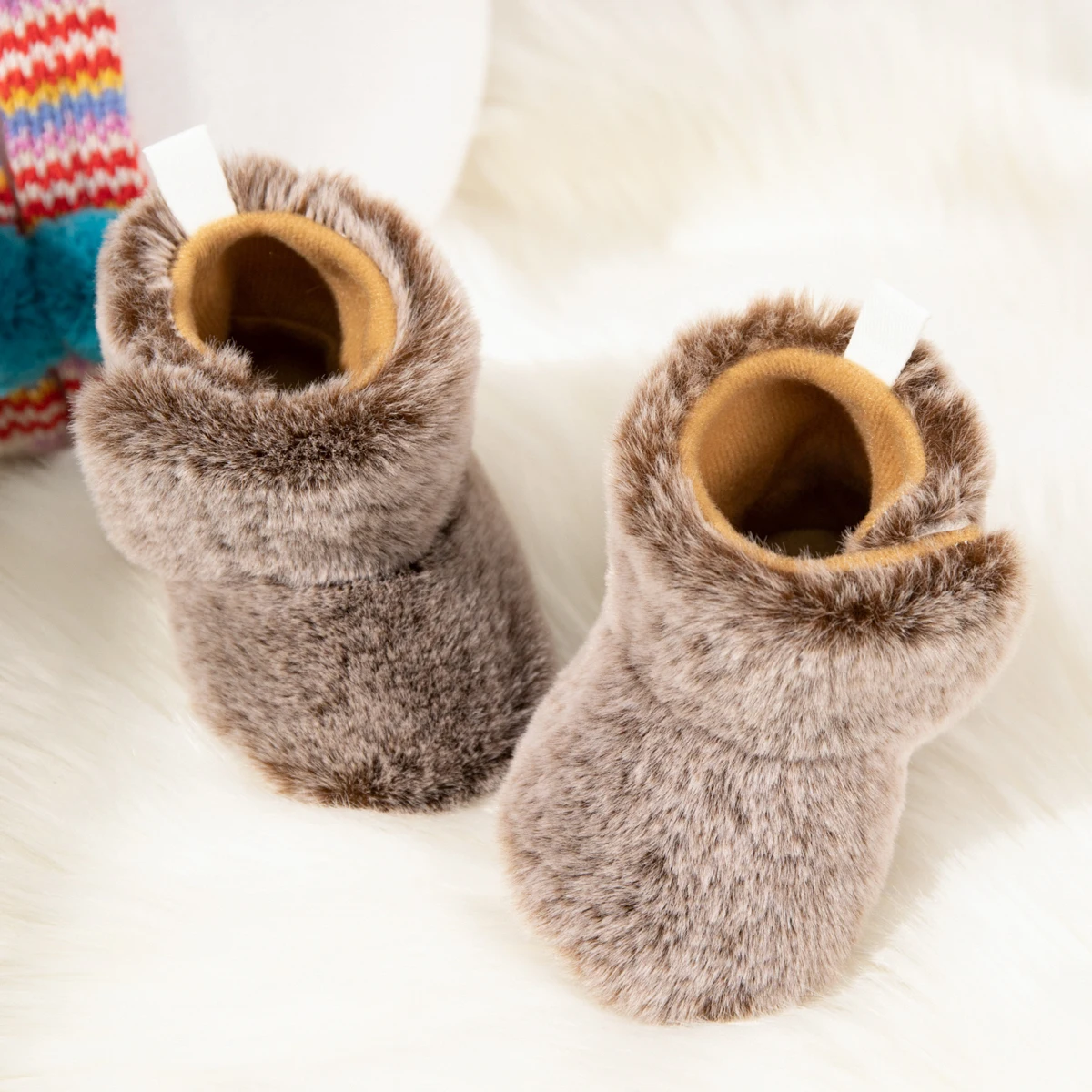 KIDSUN Baby Booties Newborn Infant Boy Girl Non-Slip Soft Sole Crib Shoes Toddler Plush Fluff Winter Warm Prewalker Boots 2