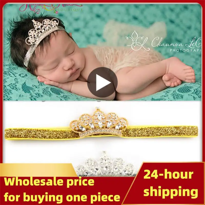 

Yundfly Alloy Rhinestone Crown Newborn Headband Tiaras Boutique Crystal Baby Kids Children Hair Accessories Photo