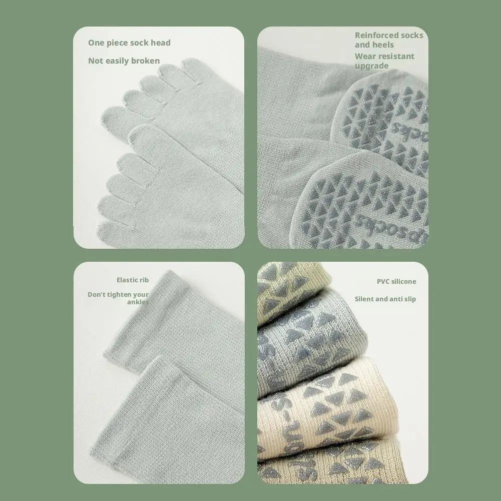 Professionelle rutschfeste Yoga-Socken, Pilates, fünf Zehensocken, mittelhohe Bodensocken, schweißabsorbierend, atmungsaktiv, für Workout im Innenbereich, Fitne – Detail 12