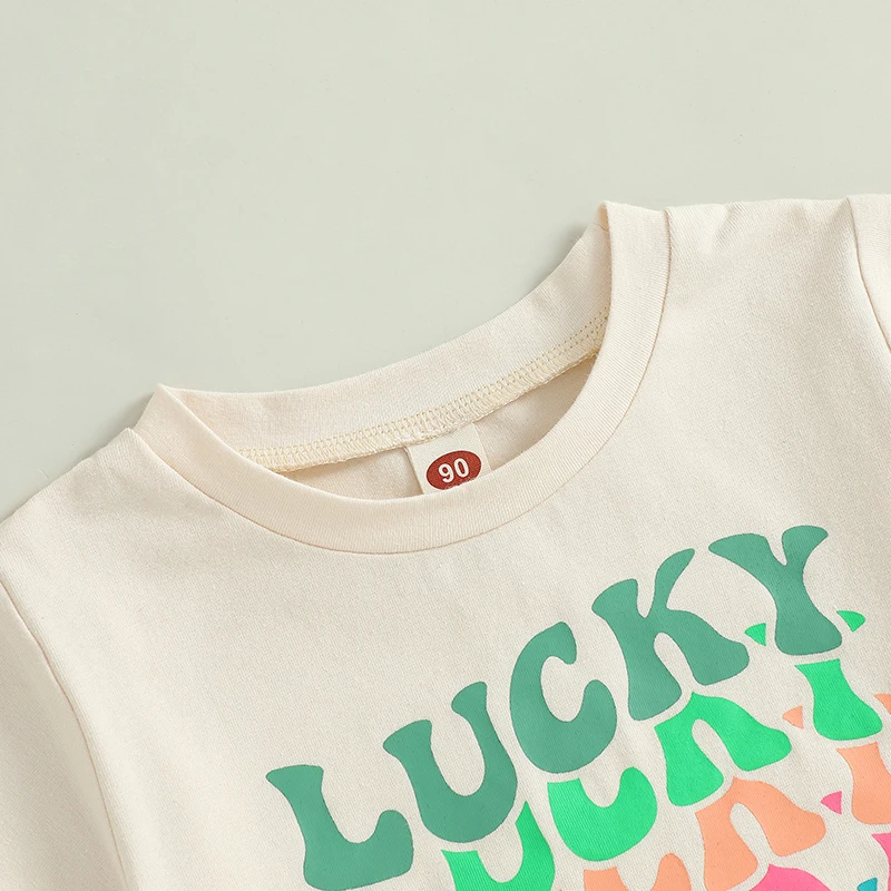 Toddler Boy Girl Summer Casual T-Shirt Colorful Letter Print Short Sleeve Round Neck Graphic Tops