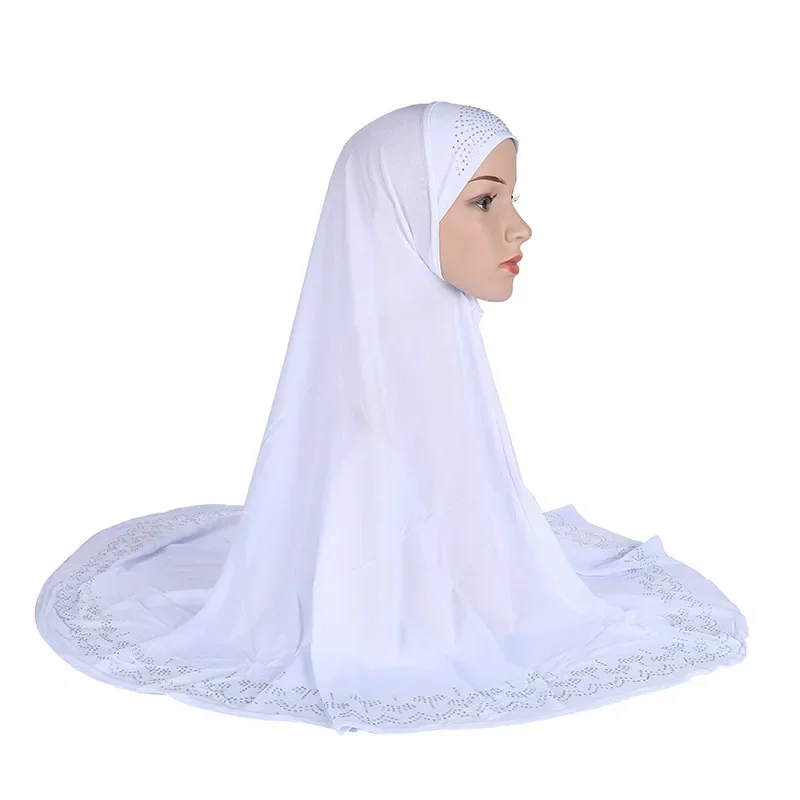 fashion Big size L 90*80cm muslim amira hijab with rhinestones pull on islamic scarf head wrap pray scarf headbands H058