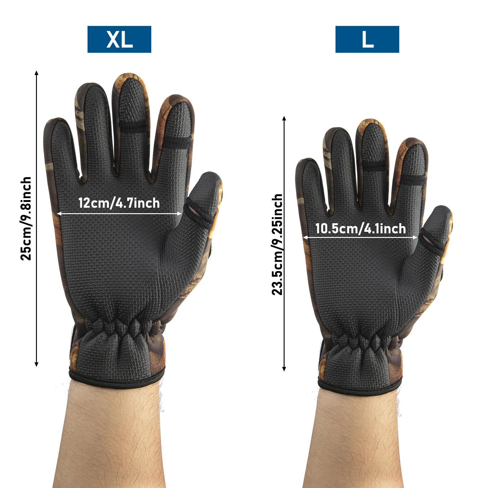 3 Fingerless Fishing Gloves for Winter,Protective Gloves,Breathable,Warm,Anti-Slip,Waterproof,Cycling Hunting Outdoor