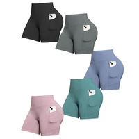 Solid Color Women Shorts with Pockets Butt Lifting Workout Cycling Tights Outdoor Jogging Shorts Fashion Streetwear