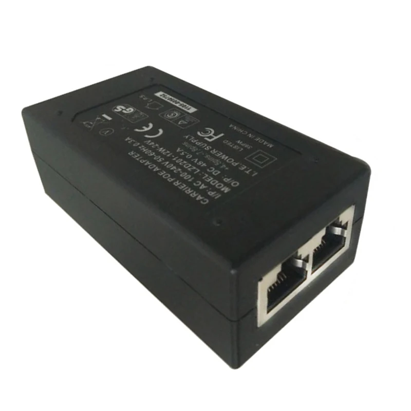 

48 В, 0,5 А, черный Инжектор POE, мониторинг питания от сети Ethernet, стандартные адаптеры для кабелей