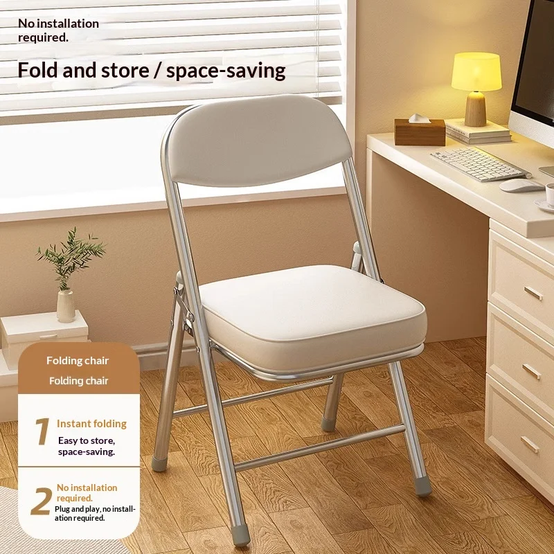 Portable Folding Dining Chair Stool Backrest Lightweight Space Saving Padded Seat Metal Frame Home Kitchen Office Dorm Furniture