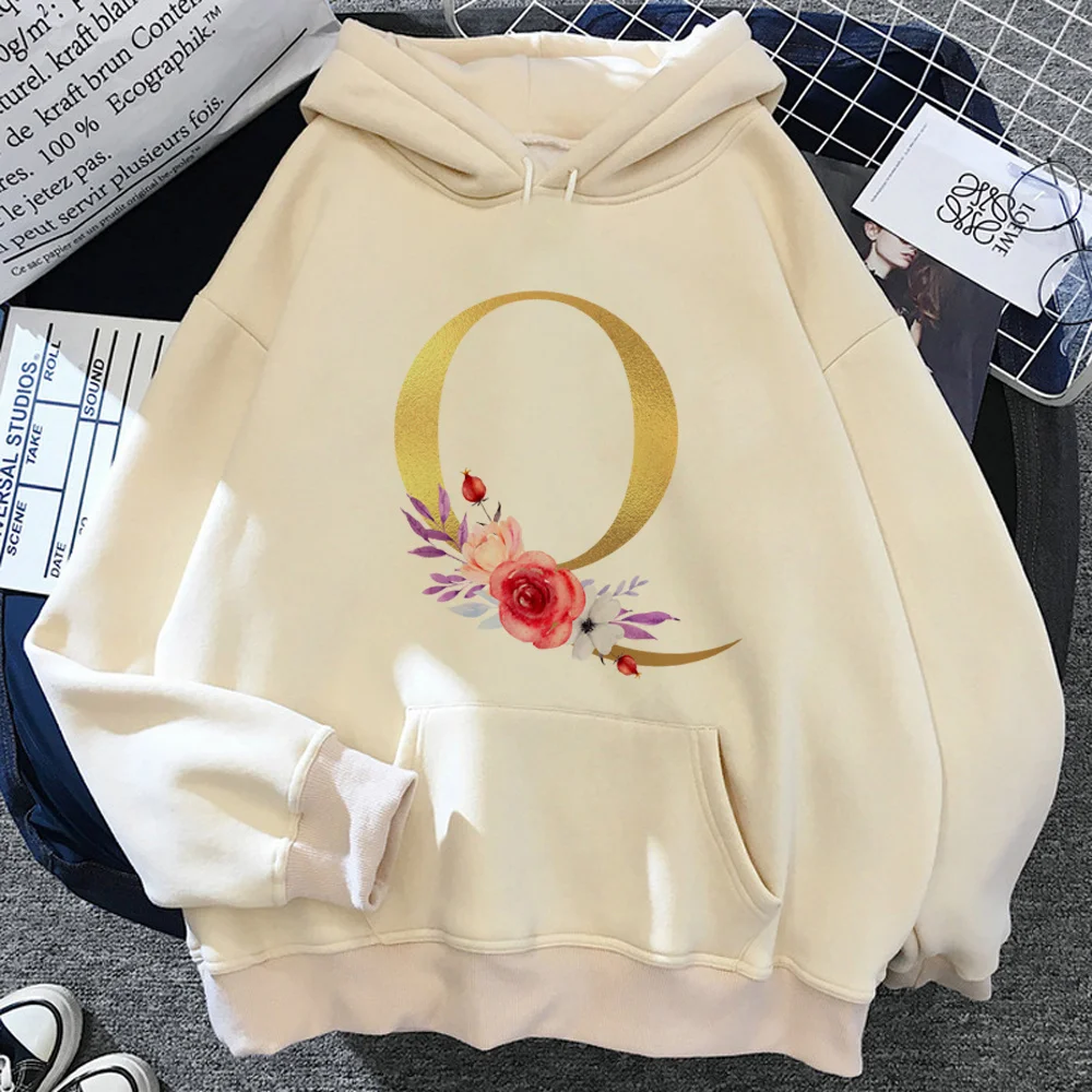 

Alphabet A-z hoodies women gothic long sleeve top sweat y2k Fleece Hood clothing female vintage clothing