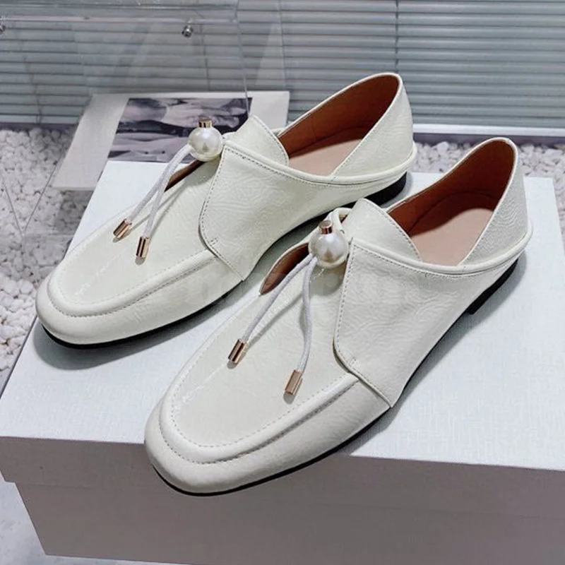 

Women Casual Shoes Spring Autumn New String Bead Decoration Mixed Colors Round Toe Flat Shoes Concise Versatile Female Shoes