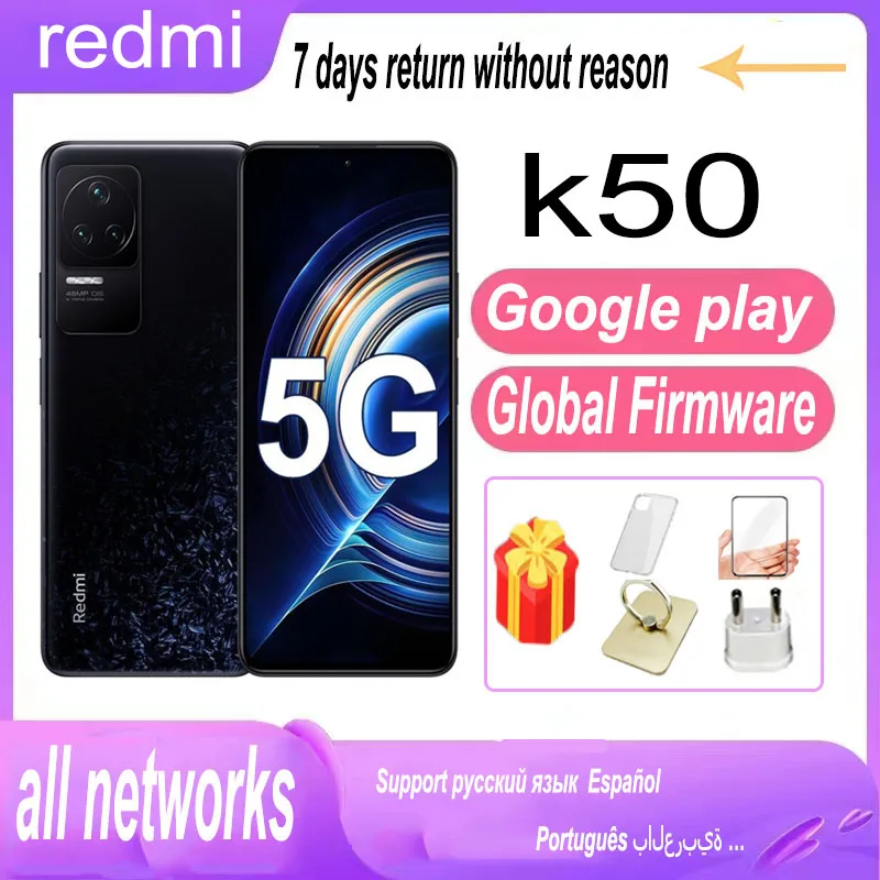 Global rom Original Xiaomi Redmi K50 5G Smartphone Dimensity 8100 Octa Core 5500mAh Battery 67W Fast Charging 48MP