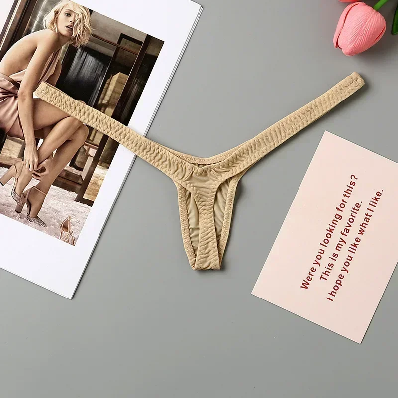 1/4 PCS Women's Thong Underwear G-string T-Back Lady Breathable Deep V Sexy Hot Low Waist Mini Panties Bikini Bottom Panty Women 3