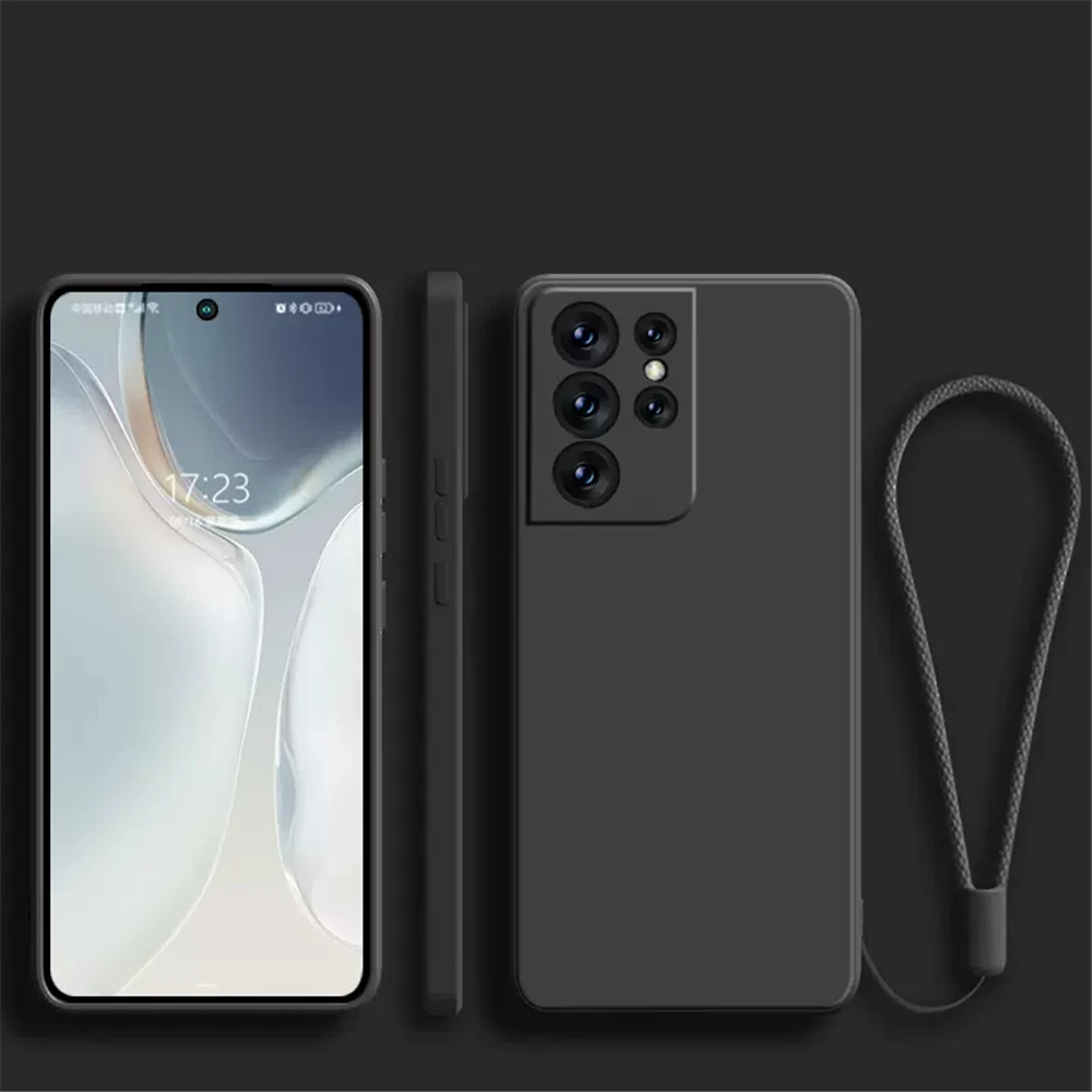 Original Square Silicone Phone Case with Lanyard - Enhanced Grip and Style