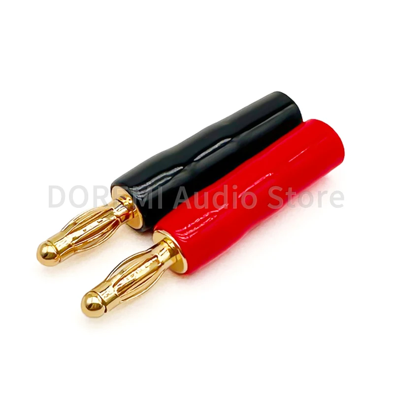 Universal Audio Connettori Audio Oro 4mm Spine Banana Placcate Oro 4mm - Connettori Per Altoparlanti, 2 Paia (4 Pezzi), Doppia Vite Per Amplificatori Banana Phonola TV