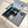 Hidden Cup Washer Bar Sink Stainless Steel Kitchen Sink Coffee Shop Multifunctional Wash Basin Mini Small Single Slot With lid 1