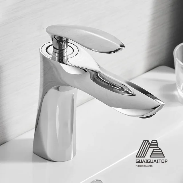 ก๊อกน้ําอ่างล้างหน้าน้ําตกก๊อกน้ําห้องน้ําเดี่ยวอ่างล้างหน้าก๊อกน้ําก๊อกน้ําทองเหลืองอ่างล้างจาน Water Crane Silver ก๊อกน้ําห้องน้ํา 1