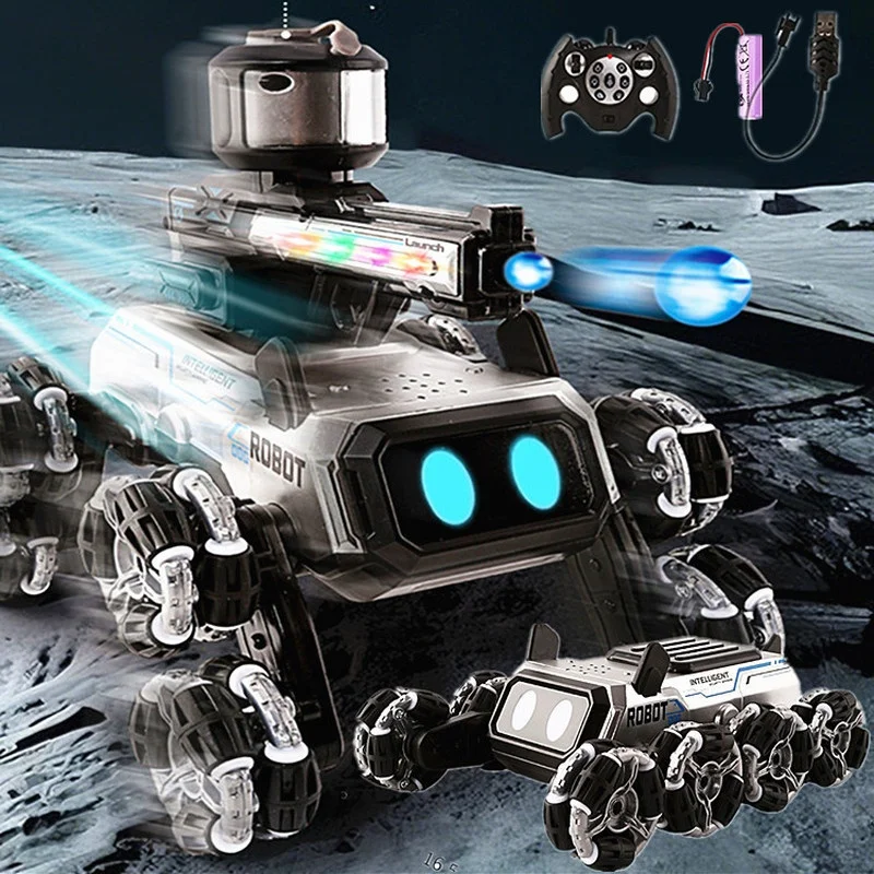 Yl-118 2.4g Eight Wheel Robot Dog Stunt Vehicle Launch Water Gun Climbing Deformation Drift Boy Remote Control Toy Car