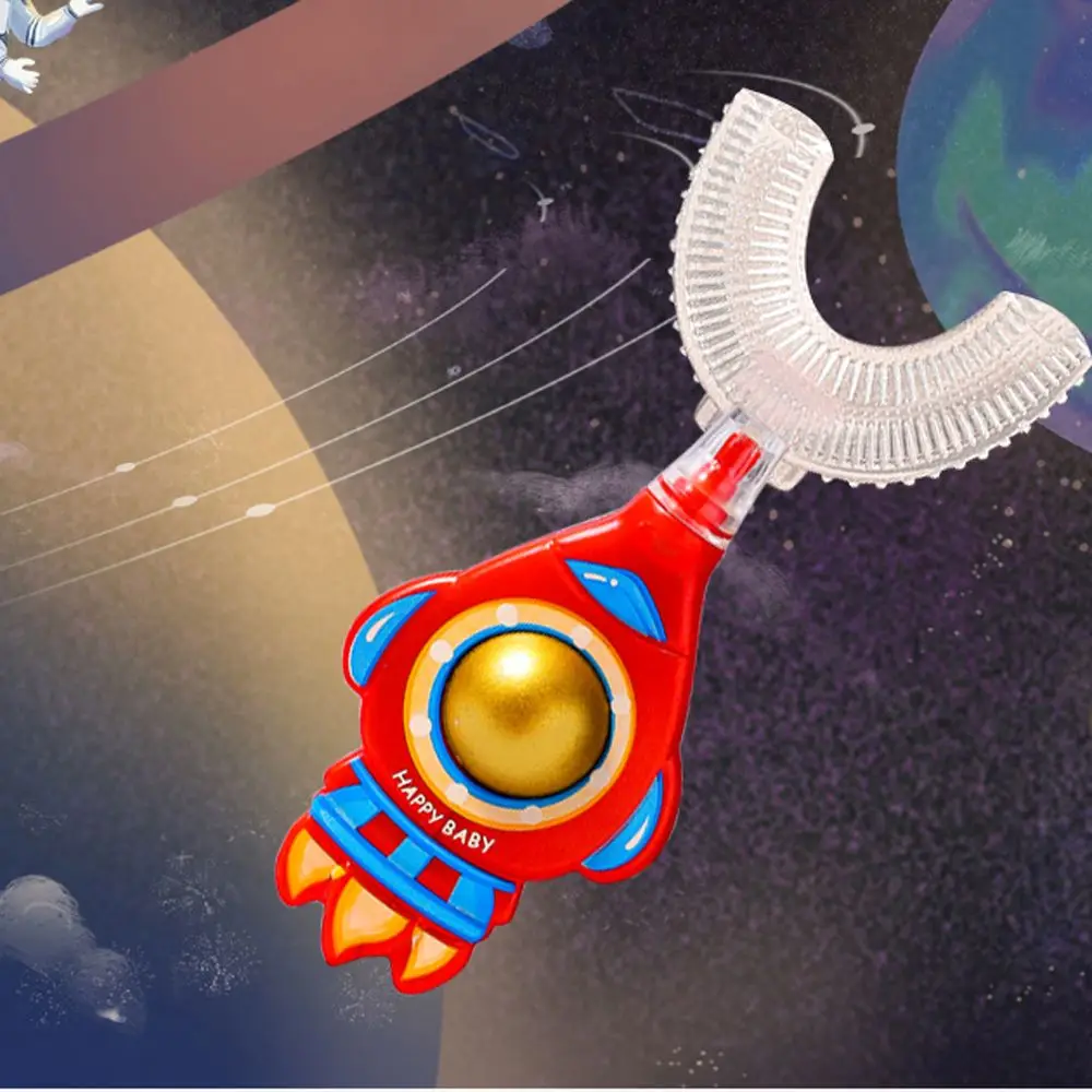 

Soft Cute Spaceman Rocket Cartoon Baby Kids Oral Care Teeth Cleaner U-shape Baby Toothbrush Children Silicone Toothbrush