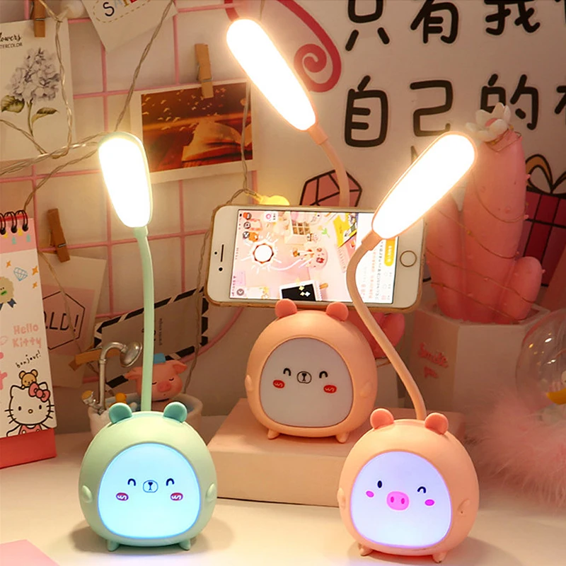 

Portable LED Desk Lamp Cartoon Eye Protective Book Lights Bedroom Decor Bedside Table Lamps For Kids Gifts Colorful Night Light