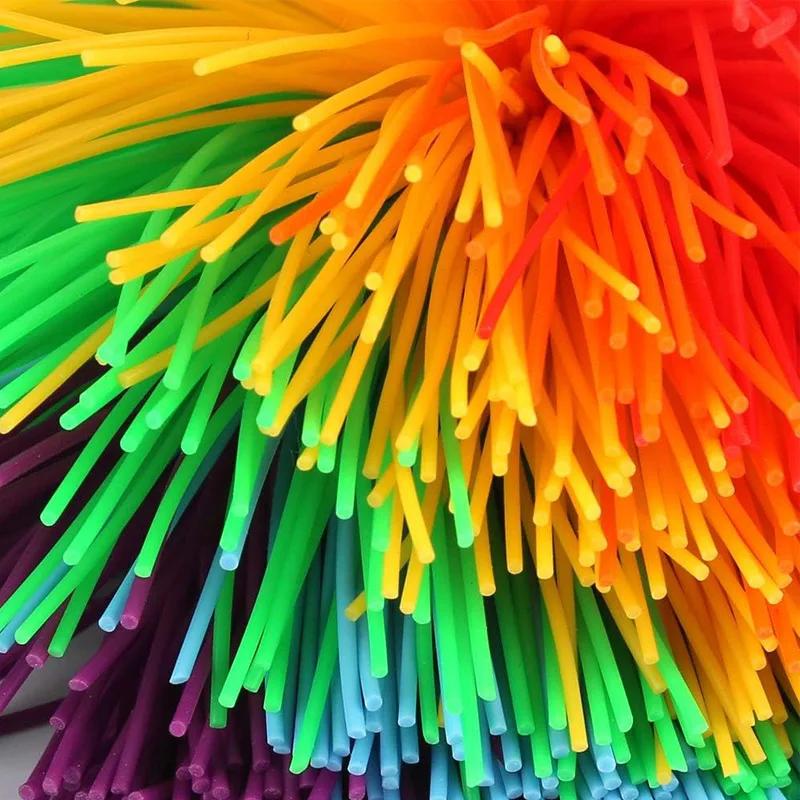 Rainbow Rubber Stringy Balls Sensory Fidget Toys For Kids Party Favors Classroom Prizes School Gifts For Students Outdoor Fun 4