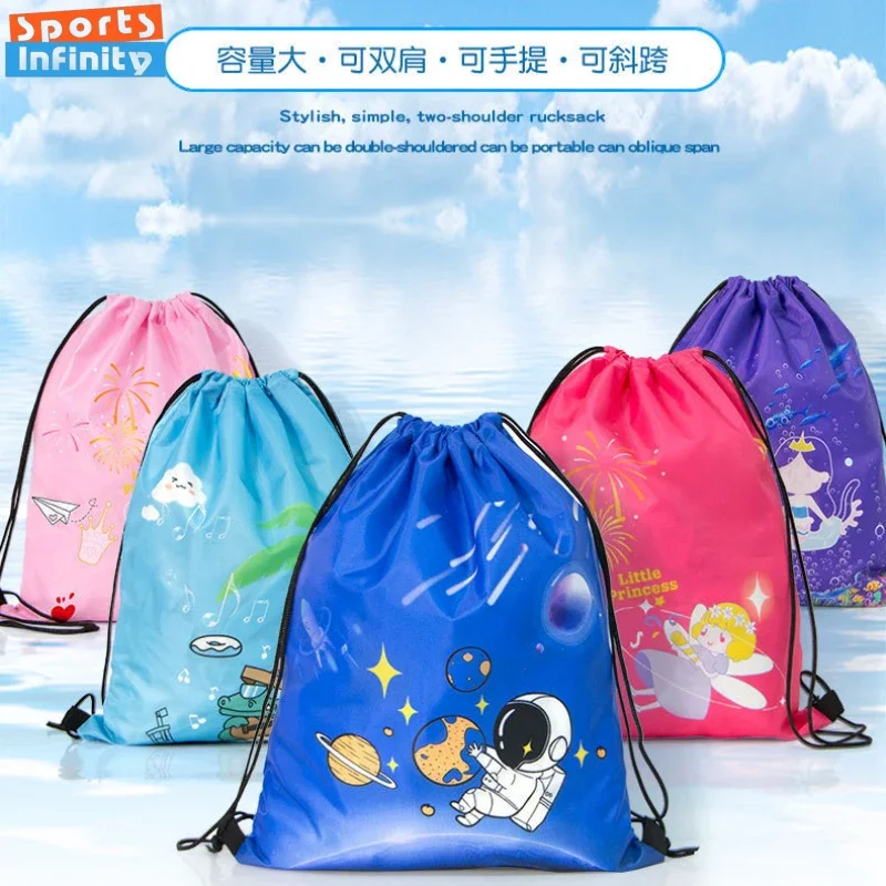Children's Swimming Bag Waterproof Fashion Cartoon Printed Beach Bag Girls and Boys Oxford Cloth Backpack Gym Sports Bags waterproof bag swimming bag