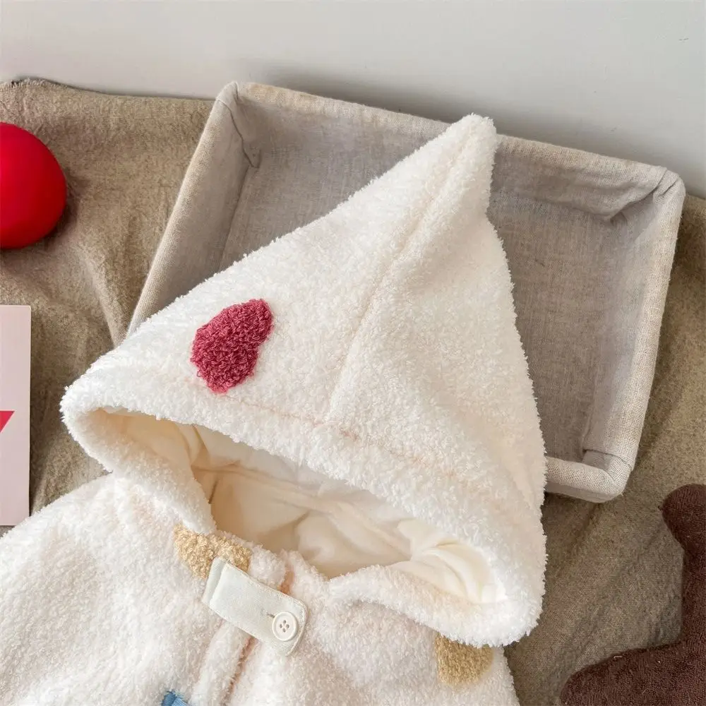 내구성 있는 따뜻한  후드 망토 플리스 73/90cm 겨울 케이프 패션 0-2세 남아 여아용 스노우 재킷