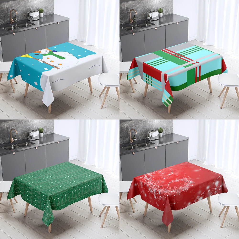 

Christmas Theme Decoration Print Pattern Tablecloth Home Square Party Stainproof Dust Cover