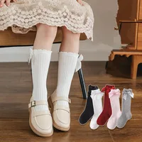 Red Bow Tie Knee High Tube Socks Girls' Christmas Stockings Infants Toddlers Soft Cotton Children Non Slip Floor Socks Baby Gift 6