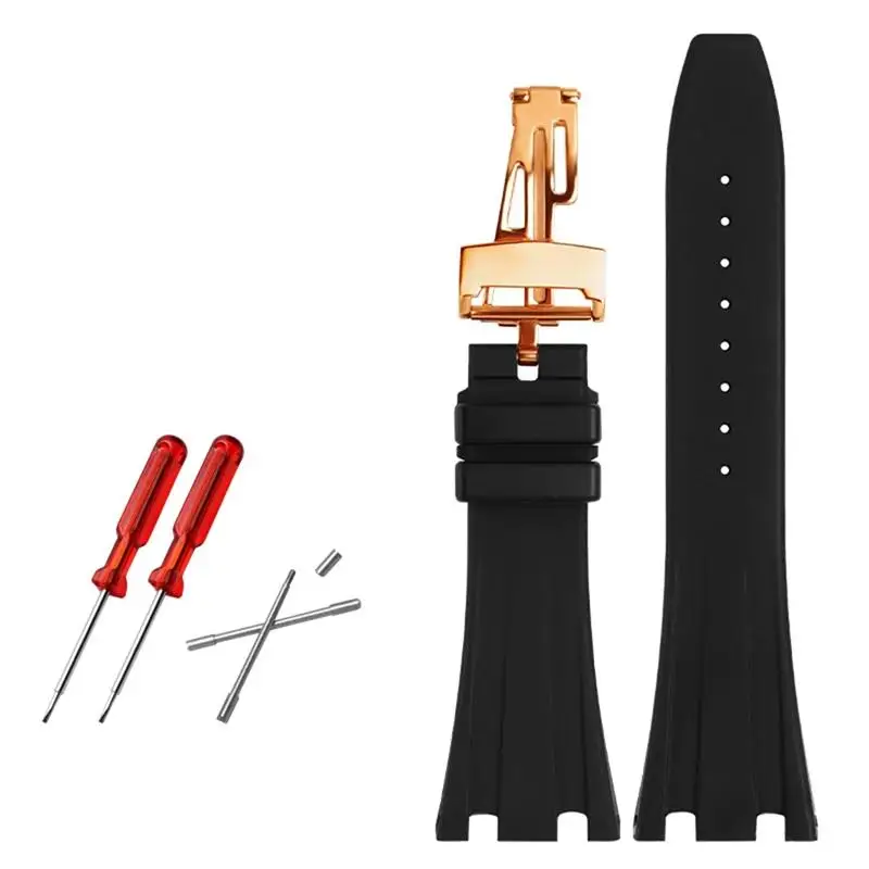 SCHIK Rubber Watch Strap 28mm Watchband For AP 15703 26470SO Royal Oak Offshore Men's Sports Watch Strap Bracelet