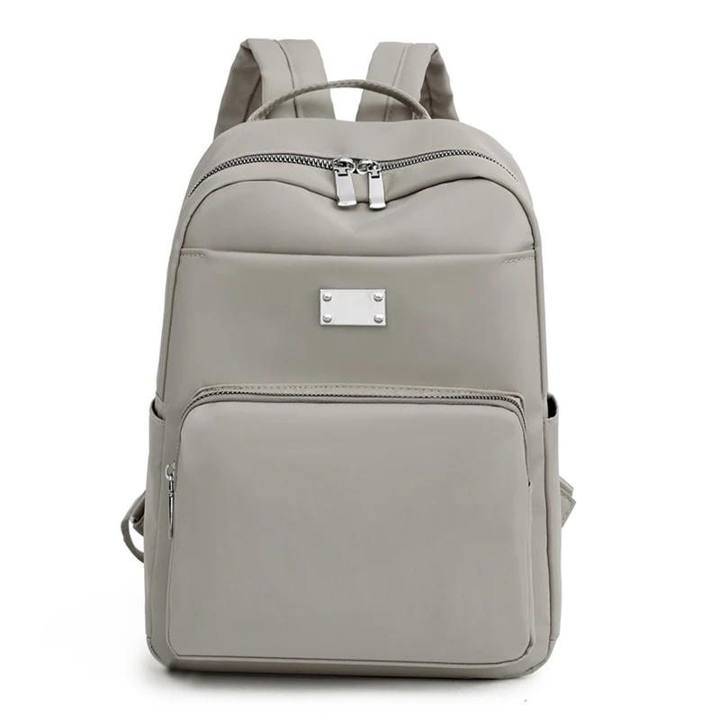 Backpack, Nylon & silver-tone metal, white — Fashion