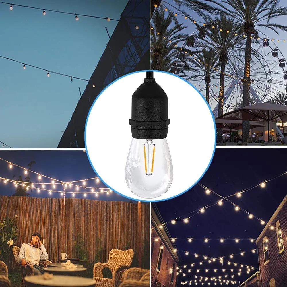 Resistente do Diodo Impermeáveis da Varanda Conduziu a Corda do Pátio Conduziu a Guirlanda do Feriado do Bulbo a Corda Exterior Emissor de Luz de 15m Ilumina Bulbos Luzes - 10m S14 2w 8 Computers & Electronics