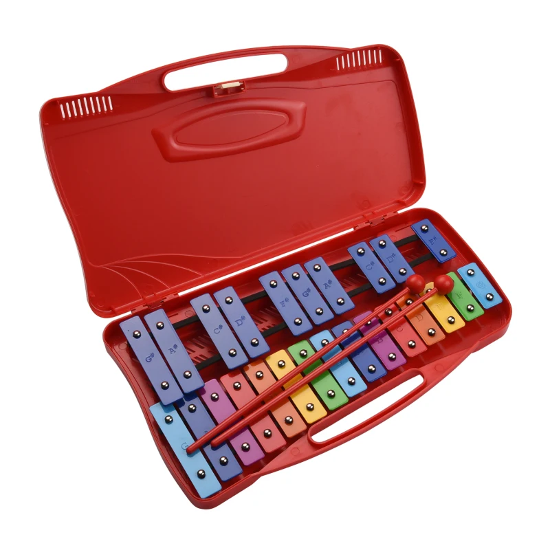 25 Notes Glockenspiel Xylophone Hand Knock Xylophone Percussion Rhythm Musical red